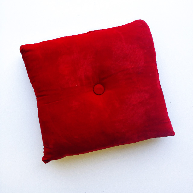 CUSHION, Red Velvet w Button